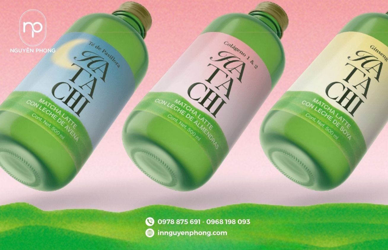 Mẫu tem nhãn bột trà xanh in theo yêu cầu